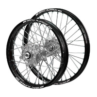 KTM Haan Cush Drive Silver Hubs / SM Pro Platinum Black Rims Wheel Set