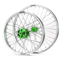 JTR Speedway Silver Rims / Green Hubs Wheel Set