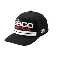 100% Geico Honda Podium Black X-Fit Hat