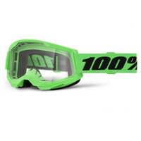 100% 'Strata 2' MX Goggles - Neon Green (Clear Lens)