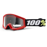 100% 'Strata 2' Mini MX Goggles - Red (Clear Lens)