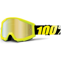 100% Strata Goggle Neon Yellow Mirror Gold Lens