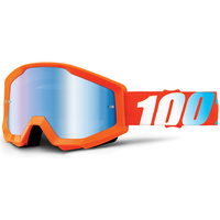 100% Strata Goggle Orange Mirror Blue Lens