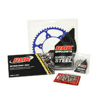 RHK Gas Gas Gold MX Chain & Blue Super Lite Steel Sprocket Kit