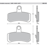 SBS 853H.CT FRONT/REAR PADS | CARBON STREET AMERICAN V-TWIN