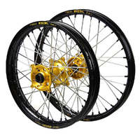 Suzuki SM Pro Gold Hubs / Excel Black Rims / Black Nipples Wheel Set