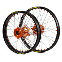 Husaberg SM Pro / Excel SNR MX Black Rim / Orange Hub / Orange Nipples Wheel Set TE 250 2011-2014 (21*1.60 / 18*2.15)