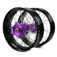 Gas Gas SM Pro Purple Hubs / Excel Black Rims Supermotard Wheel Set