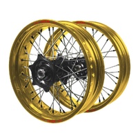 KTM SM Pro Black Hubs / Excel Gold Rims / Black Nipples Dirt Track Wheel Set