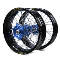 Husqvarna SM Pro Blue Hubs / Excel Black Rims / Blue Nipples Dirt Track Wheel Set