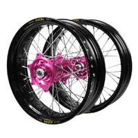 Gas Gas SM Pro Pink Hubs / Excel Black Rims Dirt Track Wheel Set
