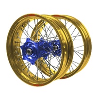 Sherco SM Pro Blue Hubs / Excel Gold Rims Dirt Track Wheel Set