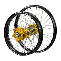 Suzuki SM Pro Cush Drive Gold Hubs / SM Pro Platinum Black Rims Wheel Set