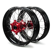 Honda SM Pro / Platinum Supermoto Non Cush. Black Rims / Red Hubs Wheel Set CRF 250 R 2014-On (17*3.50 / 17*4.25)