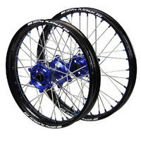 Yamaha SM Pro Blue Hubs / SM Pro Platinum Black Rims / Blue Nipples Wheel Set