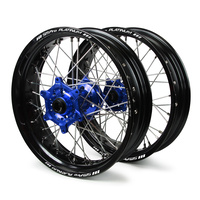 Yamaha SM Pro / Platinum Supermoto Non Cush. Black Rims / Blue Hubs Wheel Set WR 450 F 2002-2018 (17*3.50 / 17*4.25)