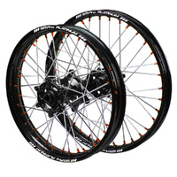 KTM SM Pro Black Hubs / SM Pro Platinum Black Rims / Orange Nipples Wheel Set