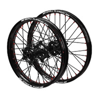 Husqvarna SM Pro Black Hubs / SM Pro Platinum Black Rims / Red Nipples / Black Spokes Wheel Set