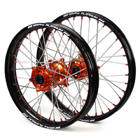 KTM SM Pro / Platinum SNR MX Black Rim / Orange Hub / Orange Nipples Wheel Set 300 XC-W 2017-2018 (21*1.60 / 18*2.15)