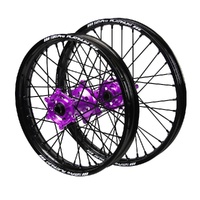 KTM SM Pro Purple Hubs / SM Pro Platinum Black Rims / Black Nipples / Black Spokes Wheel Set