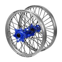 Husqvarna SM Pro Blue Hubs / SM Pro Platinum Silver Rims / Black Nipples / Black Spokes Wheel Set