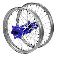 Husqvarna SM Pro Blue Hubs / SM Pro Platinum Silver Rims / Black Nipples Wheel Set
