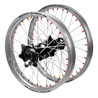 Husqvarna SM Pro Black Hubs / SM Pro Platinum Silver Rims / Orange Nipples Wheel Set