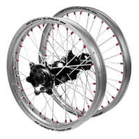Husaberg SM Pro Black Hubs / SM Pro Platinum Silver Rims / Red Nipples Wheel Set