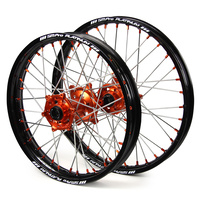 Husaberg SM Pro / Platinum SNR MX Black Rim / Orange Hub / Orange Nipples Wheel Set FC 450 2004-2005 (21*1.60 / 19*2.15)