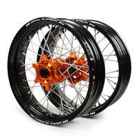 KTM SM Pro / Platinum Supermoto Non Cush. Black Rims / Orange Hubs Wheel Set 400 EXC 2009-2011 (17*3.50 / 17*4.25)