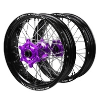 Gas Gas SM Pro Purple Hubs / SM Pro Platinum Black Rims Supermotard Wheel Set