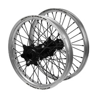Kawasaki SM Pro Black Hubs / SM Pro Platinum Silver Rims / Black Nipples / Black Spokes Wheel Set