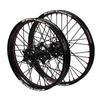 Yamaha SM Pro Black Hubs / SM Pro Platinum Black Rims / Red Nipples / Black Spokes Wheel Set