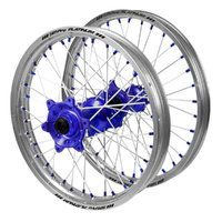 Sherco SM Pro Blue Hubs / SM Pro Platinum Silver Rims / Blue Nipples Wheel Set