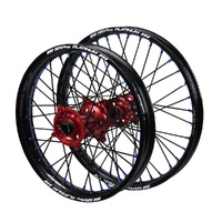 Beta SM Pro Red Hubs / SM Pro Platinum Black Rims / Blue Nipples / Black Spokes Wheel Set