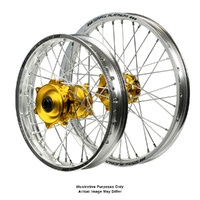Suzuki DR650 Adventure SM Pro Gold Hubs / SM Pro Platinum Silver Rims Wheel Set