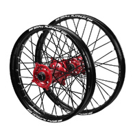 Gas Gas SM Pro Red Hubs / SM Pro Platinum Junior Black Rims / Black Spokes Wheel Set