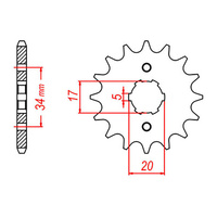 MTX 1264 Steel Front Sprocket #428 (14T) (10-264-14)