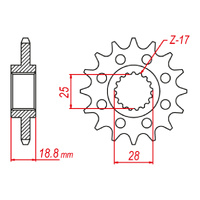 MTX 705 Steel Front Sprocket #520 (520 Conversion) (16T) (10-705-16)