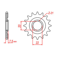 MTX 1323 Steel Front Sprocket #520 (13T) (10-KSR-13)