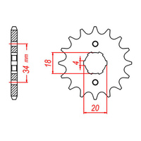 MTX 259 Steel Front Sprocket #428 (14T) (10-437-14)