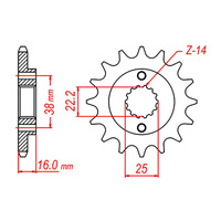 MTX 736 Steel Front Sprocket #520 (16T) (10-736-16)