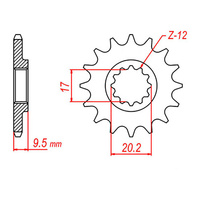 MTX 1906 Steel Front Sprocket #420 (14T) (10-KT4-14)