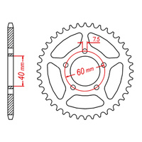 MTX KTM 50 Steel Rear Sprocket #415 (44T) (11-KM3-44)
