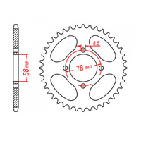 MTX 810 Steel Rear Sprocket #428 (43T) (11-208-43)
