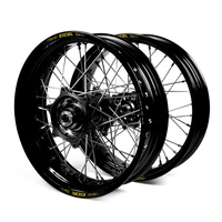 Honda Talon / Excel Supermoto Non Cush" Black Rims / Black Hubs Wheel Set XR 650 2000-2011 (17*3.50 / 17*4.25)"