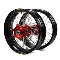 Honda Talon / Excel Supermoto Non Cush" Black Rims / Red Hubs Wheel Set XR 650 2000-2011 (17*3.50 / 17*4.25)"