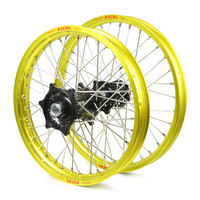 Suzuki Talon / Excel SNR MX Yellow Rims / Black Hubs Wheel Set DRZ 400E 2000-17 (21*1.6 / 18*2.15)