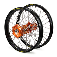 KTM Talon / Excel SNR MX Black Rims / Orange Hubs Wheel Set EXC-EXCF 250-300-350-450-500 2003-15 (21*1.6 / 18*2.15)