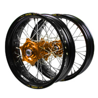 Husqvarna Talon Orange Hubs / Excel Black Rims Supermotard Wheel Set